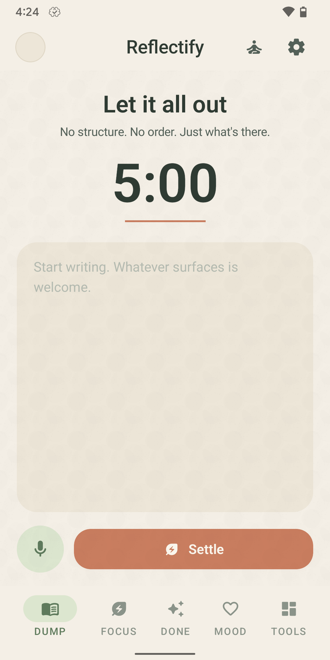 Reflectify Focus screen